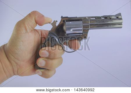 Pistol Revolver Handgun Isolated On White Background. artillery fire.