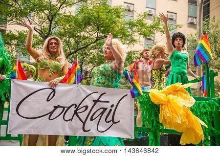 Montreal CA - 14 August 2016: Drag-queens at Montreal Gay Pride Parade.