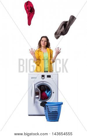 Woman feeling sressed after doing dirty laundry
