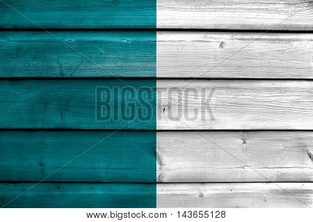 Flag Of Huancayo City, Peru, Painted On Old Wood Plank Background