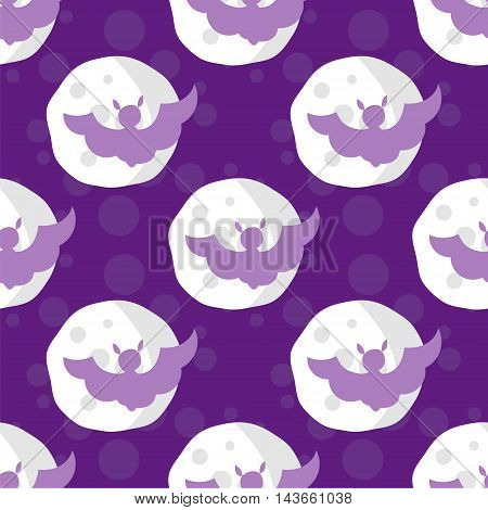 Seamless pattern halloween bats on moon purple