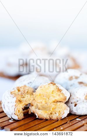 delicious Calabrian rustic cookies with flour and sugar and jamitaly