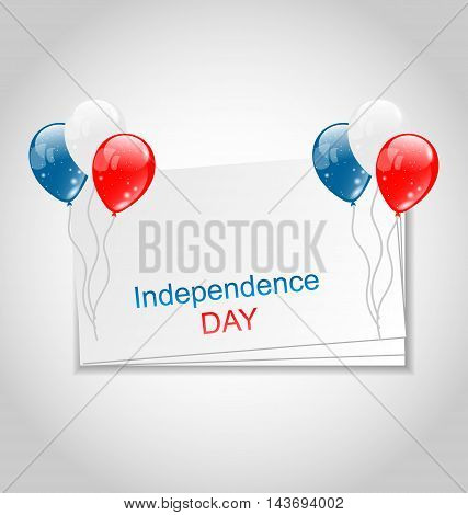 Illustration Greeting Card with Balloons for Independence Day USA - Vector