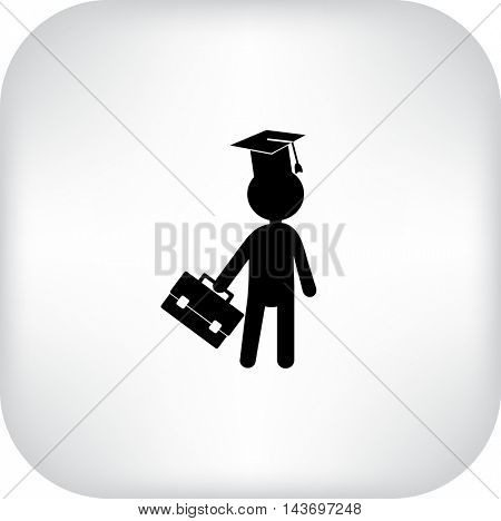 Flat icon. The man in the square academic cap with a briefcase.
