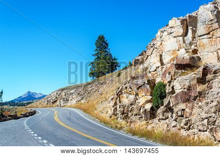 A road passing through Yellowstone National Park