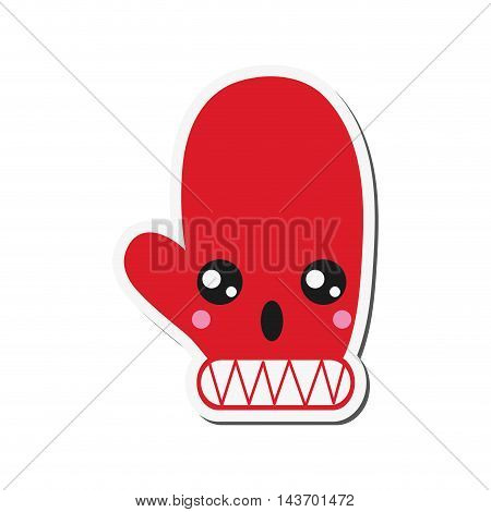 flat design kawaii winter mittens icon vector illustration