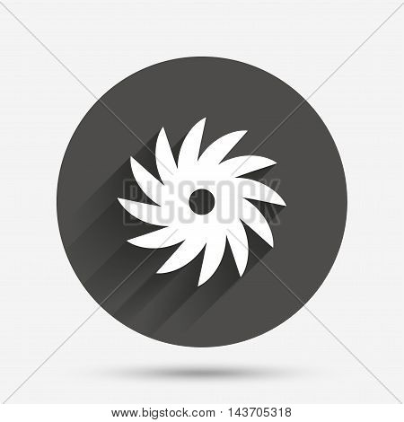 Saw circular wheel sign icon. Cutting blade symbol. Circle flat button with shadow. Vector