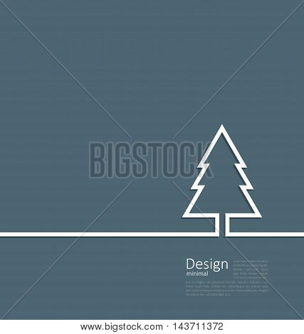 Laconic design of xmas tree fir on cleaness line flat template corparate style with space for text - vector
