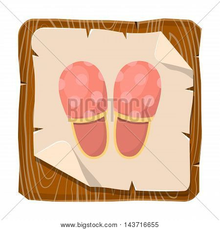 Vector illustration of home slippers. Soft fabric man home slippers