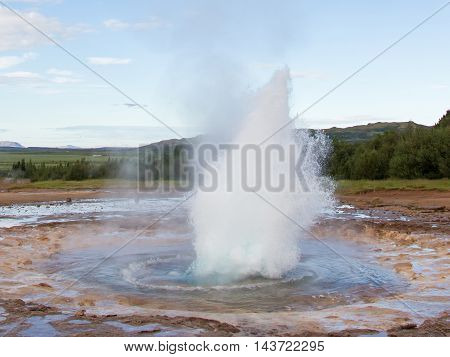 Strokkur Eruption In The Geysir Area, Iceland