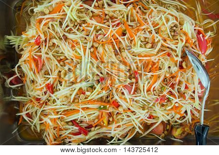 Papaya Salad Or Somtum Local Famouse Food (papaya Pok Pok) Of Thailand