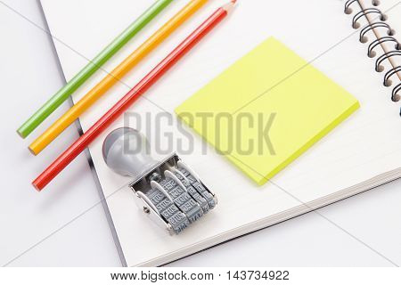 concept and office supplies on white 