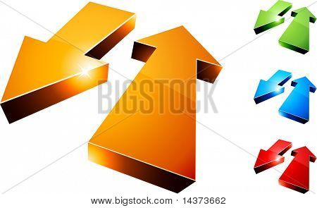 3D Rückwärtspfeile. Vektor-Illustration.