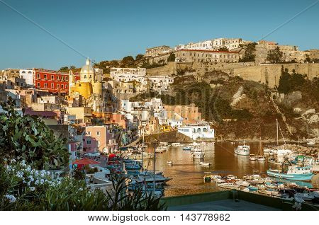 Corricella fishermen's village on Procida island Italy