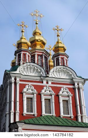 Novodevichy convent in Moscow. UNESCO World Heritage Site. Color photo, no people.