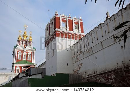 Novodevichy convent in Moscow. UNESCO World Heritage Site. Color photo, no people.