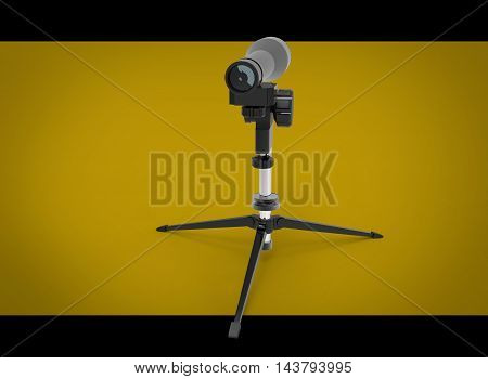 3d illustration of US Military Sniper Spotter Scope. yellow background isolated. icon for game web. tool for army and soldiers.