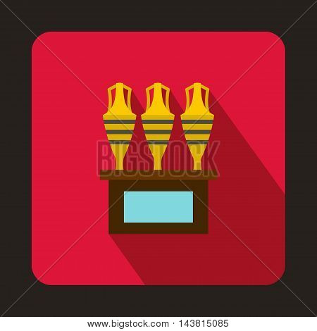 Egyptian vase icon in flat style on a crimson background