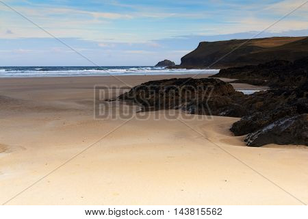 Early Morning View Over The Beach At Polzeath