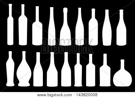 Wine bottle icon vector collection eps 10 vector black on white background