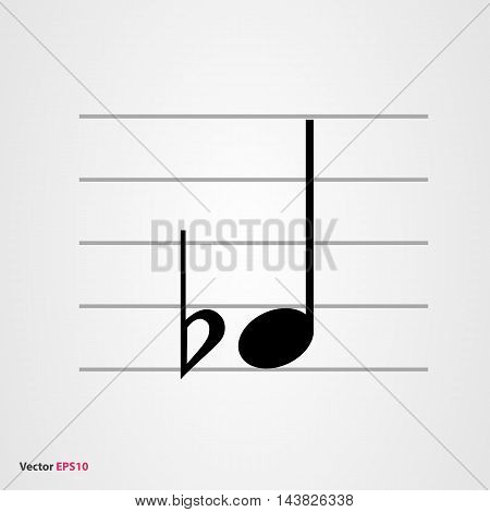 Musical symbol flat with quarter note and staff