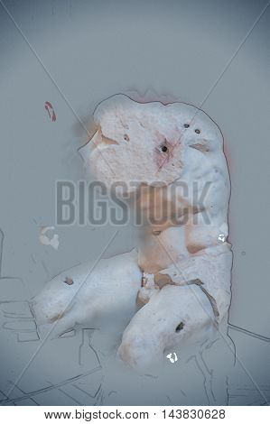 Belvedere Torso in Vatican Museums in Vatican. The ancient statue is a fragment of a nude male statue admired by Michelangelo and Raphael. Modern painting, background illustration.