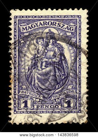 HUNGARY - CIRCA 1926: stamp printed by Hungary, shows Madonna and child, patroness of Hungary, circa 1926