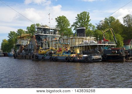 SHLISSELBURG, RUSSIA - AUGUST 01, 2016: Dredger 