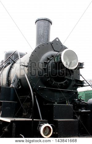 Part Of The Black Engine With A Large Spotlight