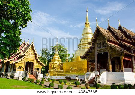 phra sing temple sky blue in chiangmai thailand