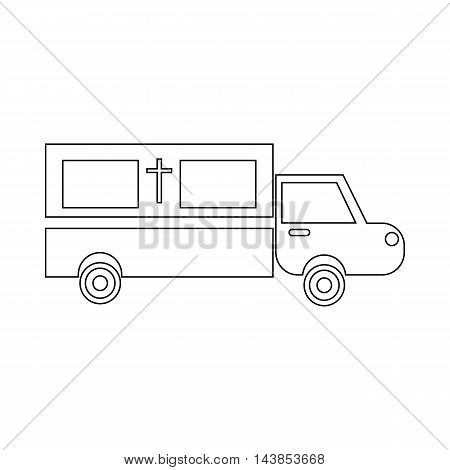 Coffin transport icon in outline style isolated on white background
