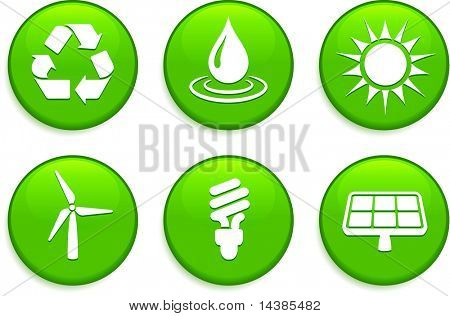 Verde ambientale tasti originale Vector Illustration pulsanti insieme