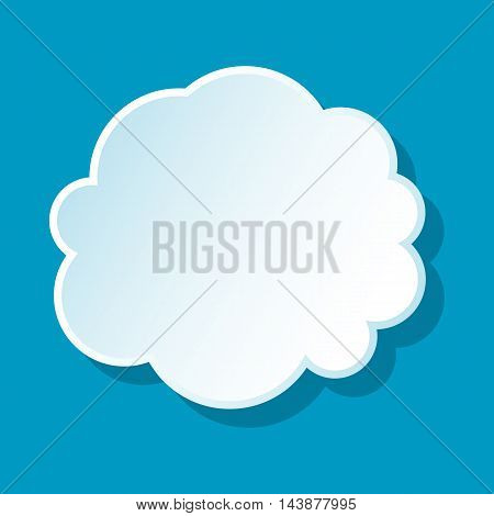 Round cloud icon on blue background. Weather symbol
