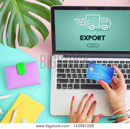 Import Export Shipment Truck Graphic Concept