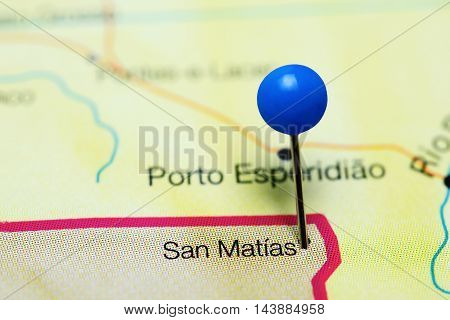 San Matias pinned on a map of Bolivia