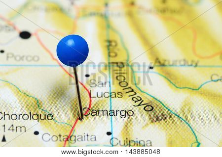 Camargo pinned on a map of Bolivia