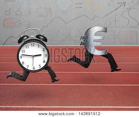 Alarm Clock Running After Euro Money Symbol