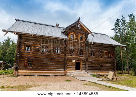 Old north Russian house with two floors.