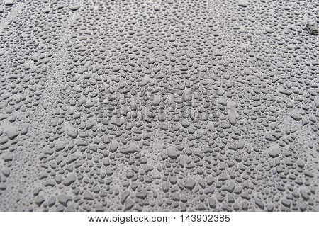 Rain Drops Sticking To Manmade Materials, Textures And Patterns.