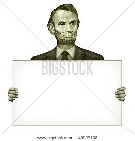 Blank Sign Held By Abraham Lincoln