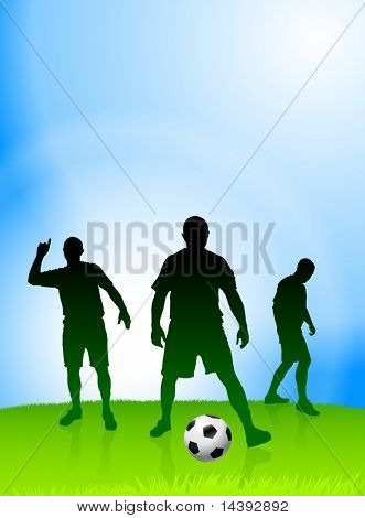 Giocatore di calcio su diurno sfondo originale illustrazione vettoriale