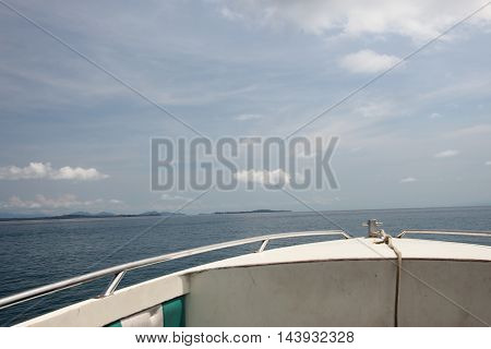 Front Of Speed Boat With Cloundy Day