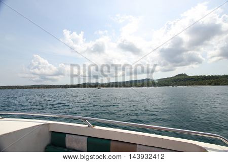 Front Of Speed Boat With Cloundy Day