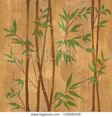 Decorative bamboo branches - seamless background - Interior Design wallpaper - wood texture