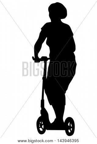 Girl on roller skates on white background