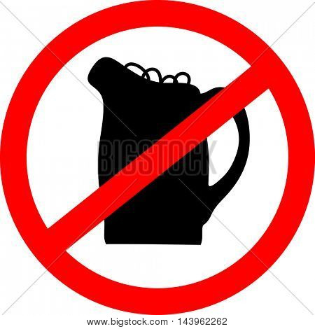 No beer sign. Vector illustration with beerglass.