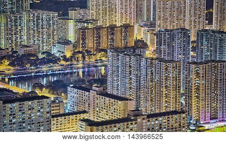 hong kong night , downtown area