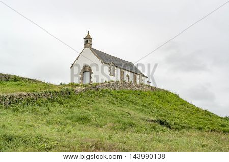 megalithic grave mound named Saint-Michel tumulus near Carnac a commune in the Morbihan department of Brittany France