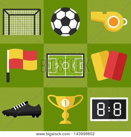 Vector set of football icons. Flat style.