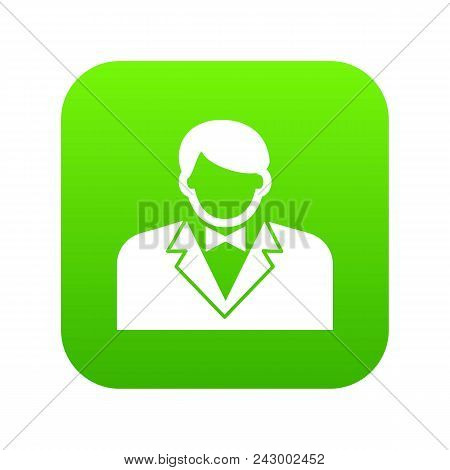 Croupier Icon Green Vector Isolated On White Background